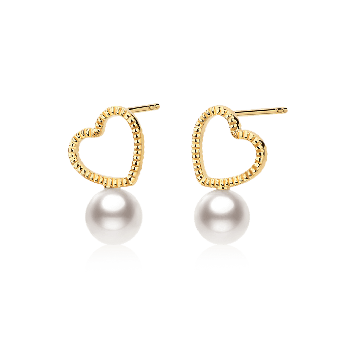 Heart Pearl Stud Earrings