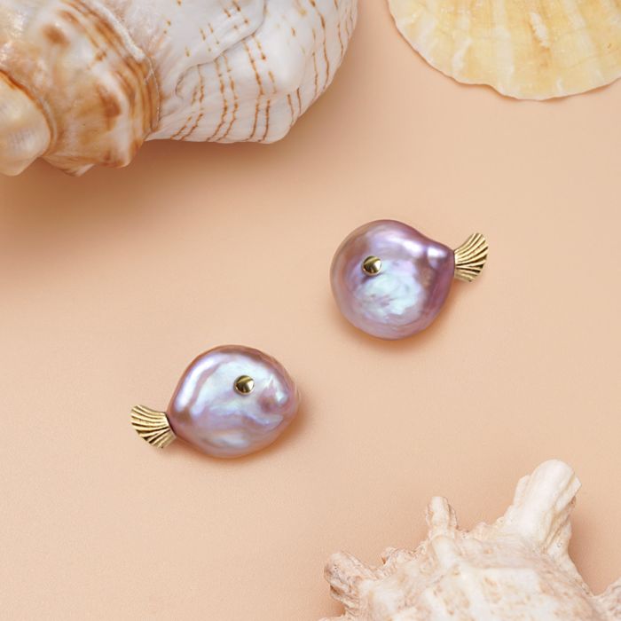 Fish Freshwater Pearl Earrings