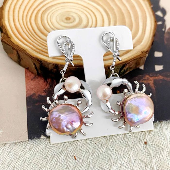 Crab Freshwater Pearl Earrings