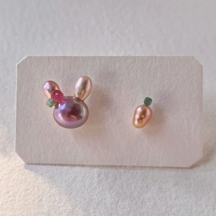 Rabbit Freshwater Pearl Stud Earrings