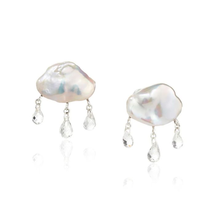 Cloud with Rain Freshwater Pearl Drop Earrings