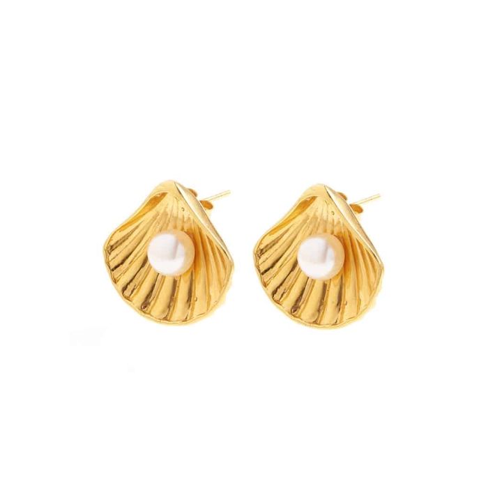 Shell Freshwater Pearl Stud Earrings