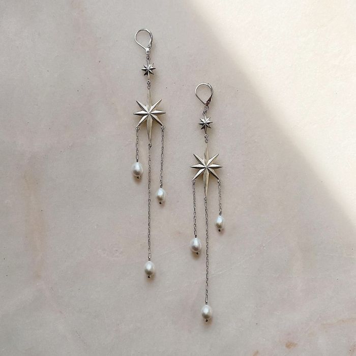 Octagonal Stars Drop Earrings