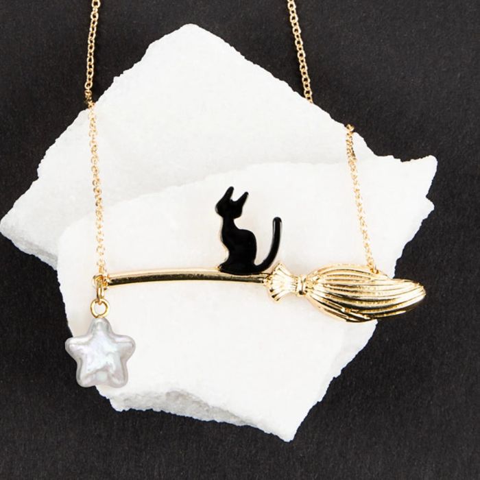 Black Cat With Star Pearl Necklace