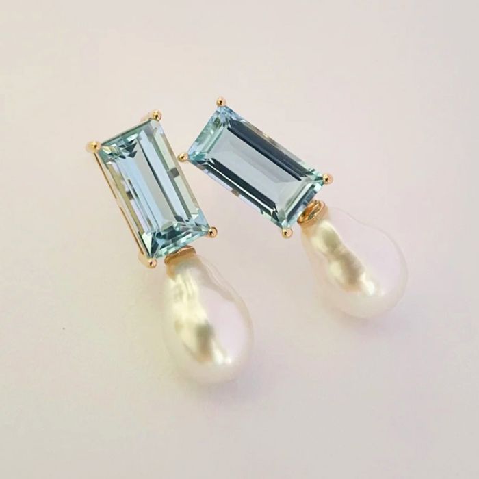 Blue Aquamarine Drop Earrings