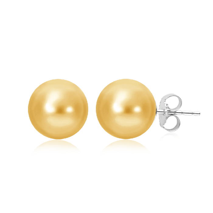 Golden Round Pearl Earrings