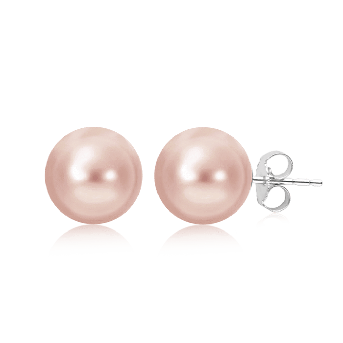 Pink Round Pearl Earrings