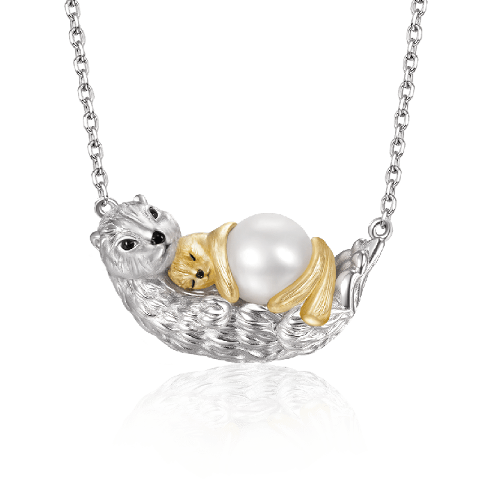 Otter Mother Holding Her Baby Necklace