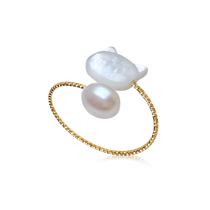 White Cat Fashion Ring