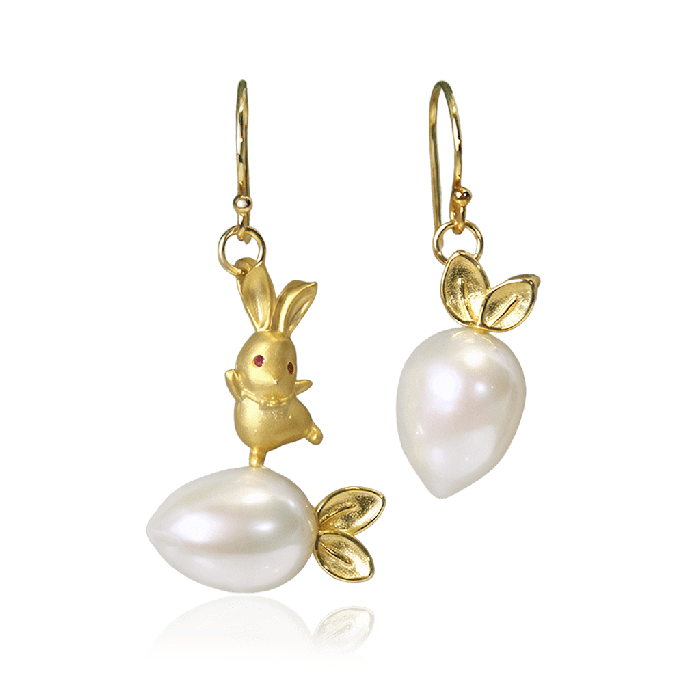 Rabbit On Carrot Drop Earrings