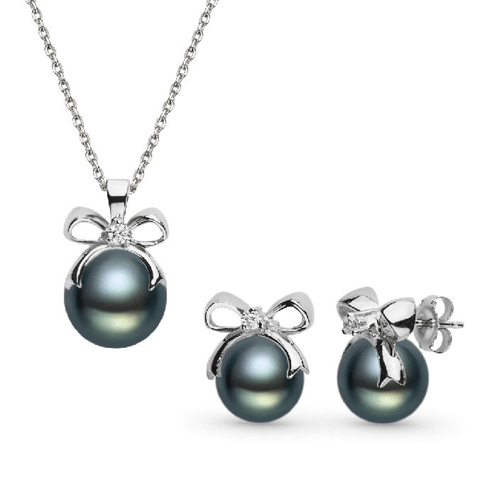 Bow Black Pearl Jewelry Set