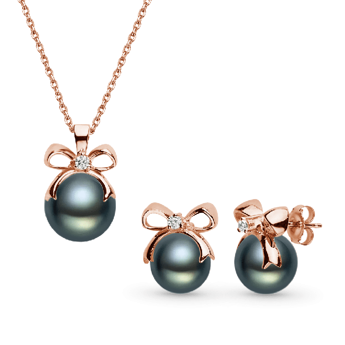 Bow Black Pearl Jewelry Set