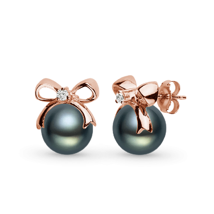 Bow Black Pearl Drop Earrings