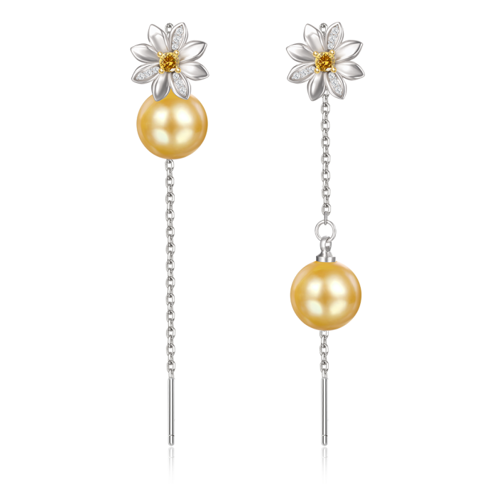 Asymmetric Daisy Drop Earrings