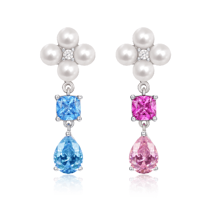 Asymmetry Flower Drop Earrings