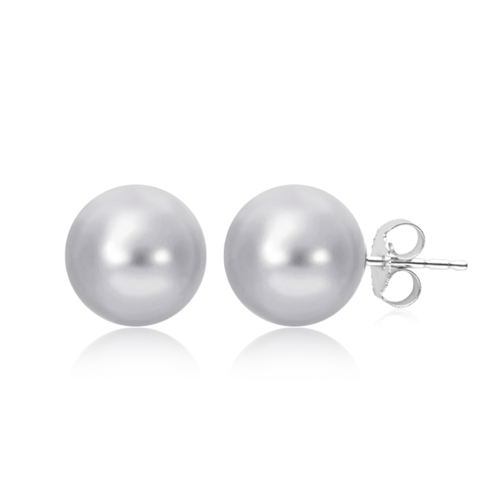 Grey Round Pearl Earrings