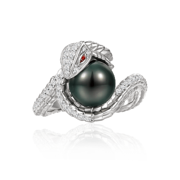 Snake Surround Pearl Ring