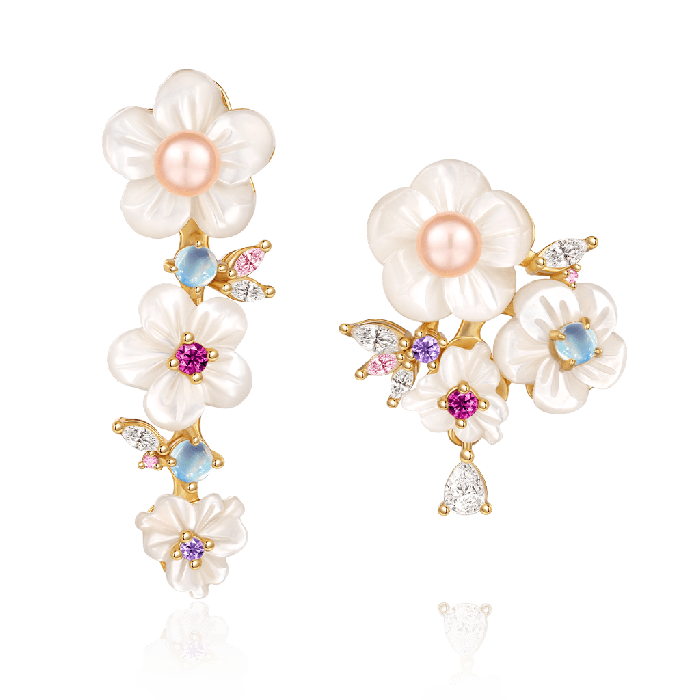 Asymmetric Flower Earrings