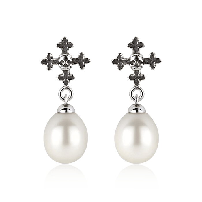 Cross Skull Drop Earrings