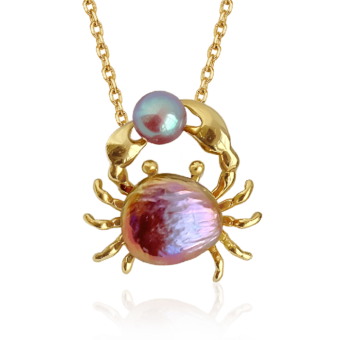 Crab Freshwater Pearl Pendant Necklace