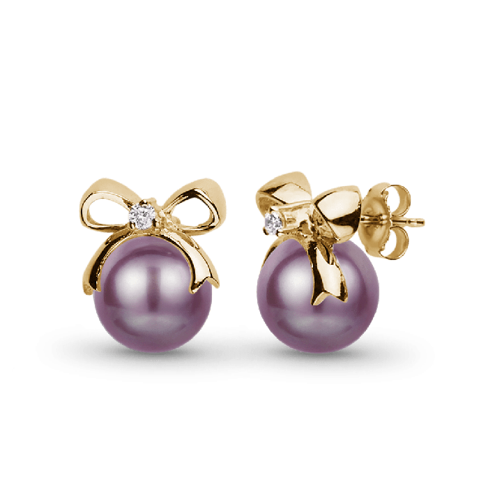 Purple Pearl Drop Earrings