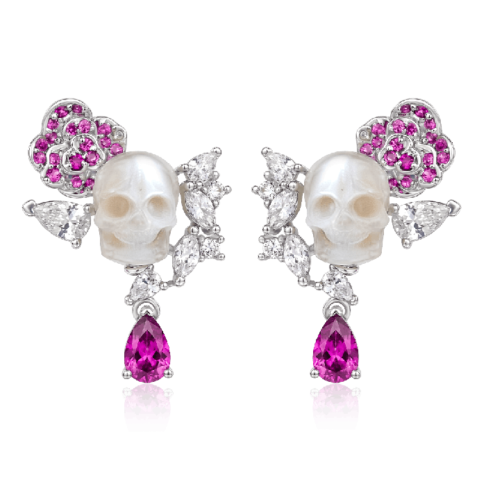 Skull Rose Earrings