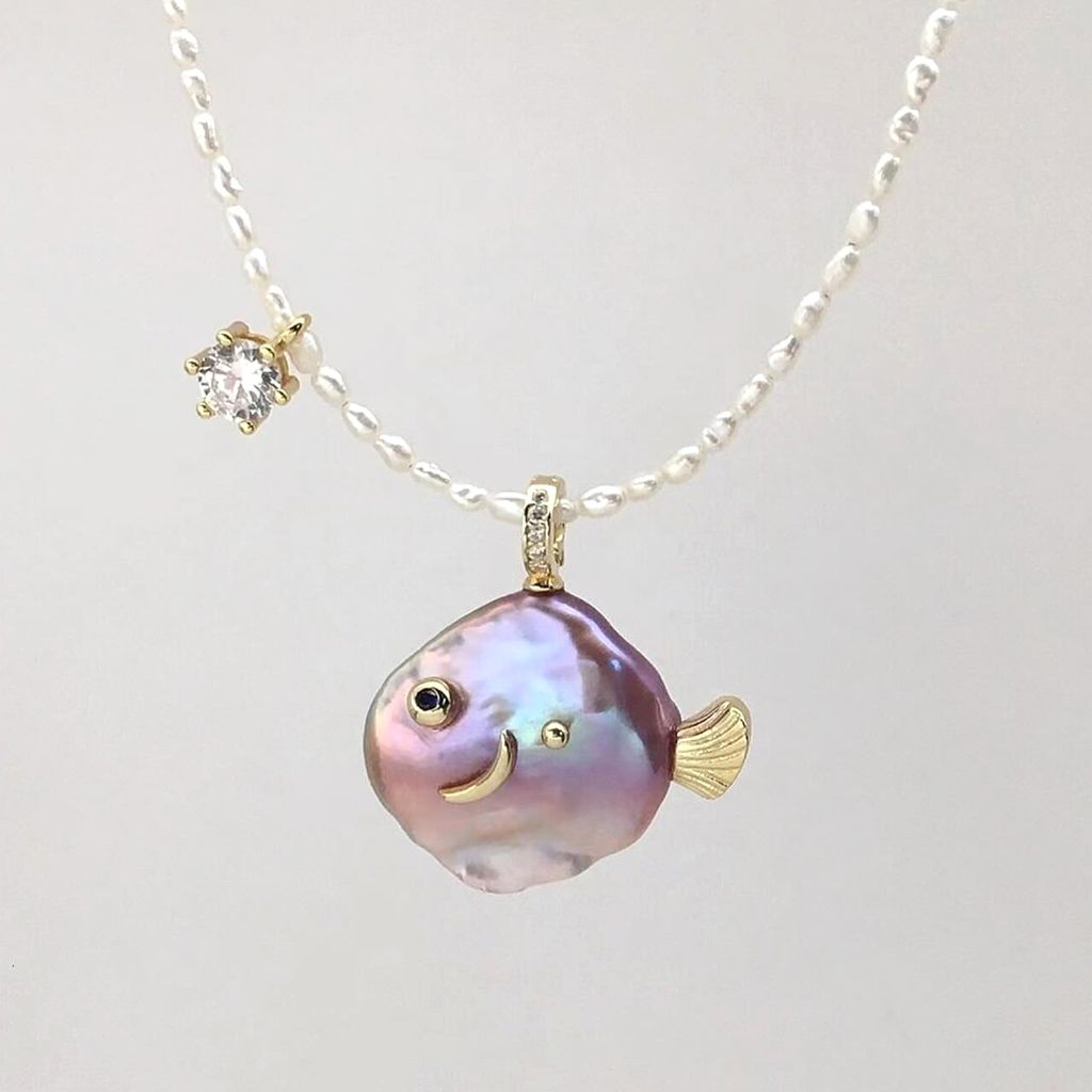 Pink Pearl Necklace - Gemstone Fish main image 1